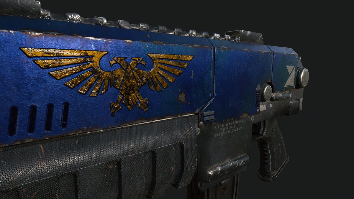 Nando_Sonny's tweet photo. Textured Warhammer Boltgun crafted in Substance Painter, ready for battle! 🔫💥 #Warhammer #ZBrush #SubstancePainter #3DArt #3DModeling #Texturing #3DDesign #DigitalSculpting #3DTexture #GameArt #3DRender https://t.co/kQG1Xijtnw