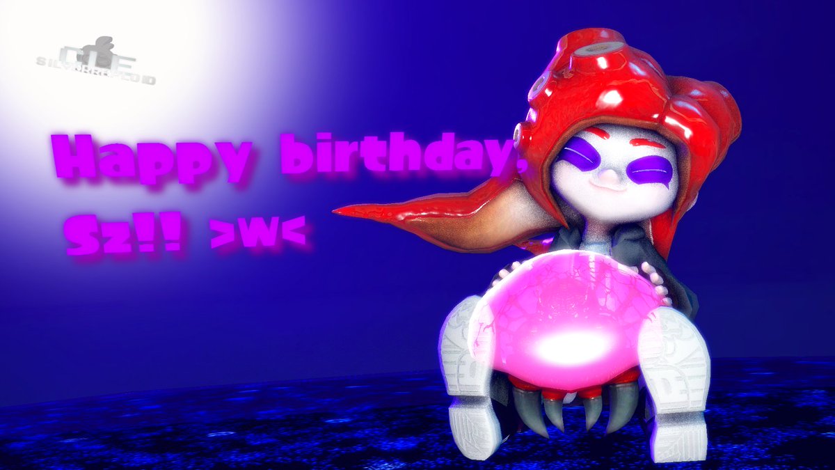 Fuschia, Sz's baby metroid, cuddles her on her birthday.  

Bday poster for <a href="/firehunter397/">SzLTheDreamer</a> 💜