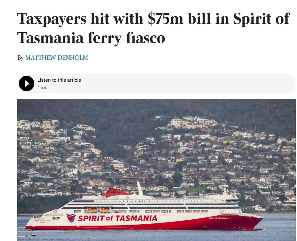 Taxpayers hit with $75m bill in ferry fiasco theaustralian.com.au/nation/taxpaye… via <a href="/australian/">The Australian</a> #TT-Line #SpiritofTasmania #ferries #shipping #politas