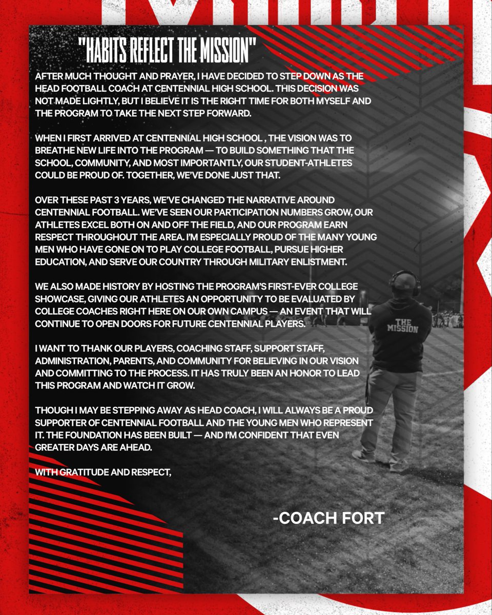 It was an honor to serve you all, long live the brotherhood. 
<a href="/CentennialhsOH/">Centennial HS Football (OH)</a>