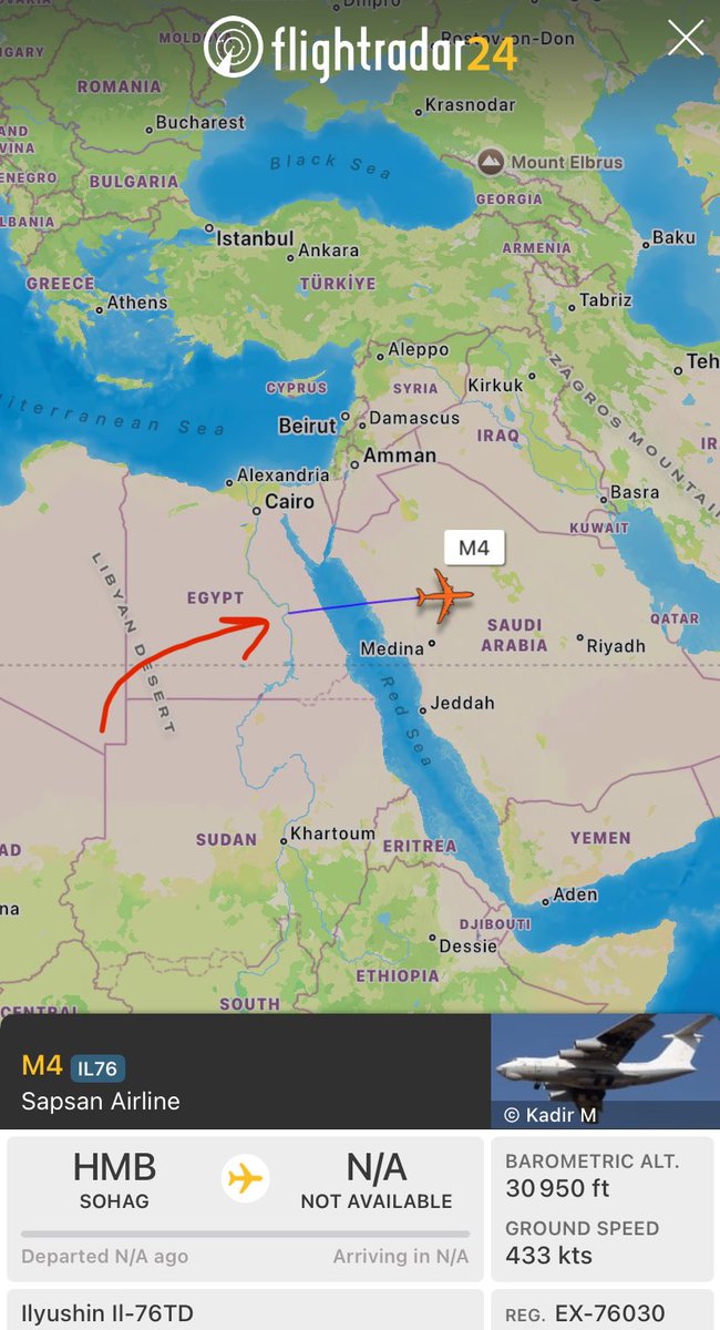 🇦🇪 ✈️ 🇸🇩 UAE supplies to the RSF militia in Sudan continue with the same route. 

The hundreds of flights observed these past months led to the militia taking El Fasher recently.