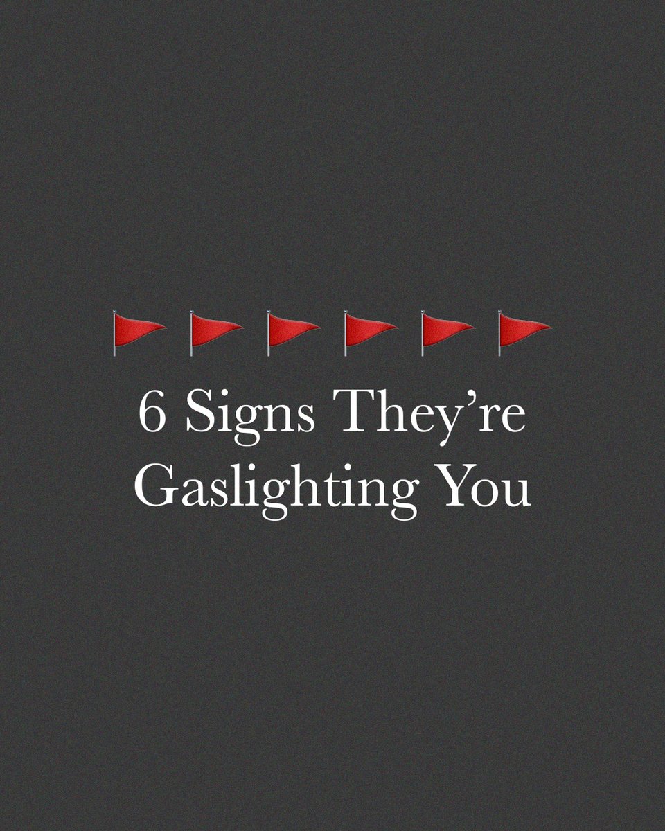 DrHenryCloud's tweet photo. 6 Signs They're Gaslighting You!

1. You’re constantly confused about what’s happening.
2. You doubt yourself and question your own memory.
3. You feel isolated, powerless, or hopeless.
4. You apologize too much and make excuses for someone else’s bad behavior.
5. Your view of yourself is changing — usually for the worse.
6. If you can relate to any of these signs, take a moment to read the caption…

Gaslighting can be subtle or blatant, but the effects are always the same: confusion, guilt, and questioning your own reality.

Gaslighting erodes your sense of reality one conversation at a time. You start questioning your memory, your feelings, even your worth. But here’s the truth: people who twist your words or deny your experiences aren’t doing it because they “care,” they’re trying to control the narrative.

“You’re overreacting.”
“Nothing is wrong. You’re too sensitive.”
“You’re the only one who feels that way.”

These phrases undermine your experience and steal your power.
Your feelings are not a flaw — they’re a guide.
Pay attention to them. Protect your reality. Recognize unsafe relationships.

You are not crazy for noticing what’s wrong. You are not difficult for wanting honesty. You are not broken for wanting to be seen.

You deserve to be heard. You deserve to be believed.

Learn how to recognize toxic patterns and put an end to them now! https://t.co/xqbuWFhgPP