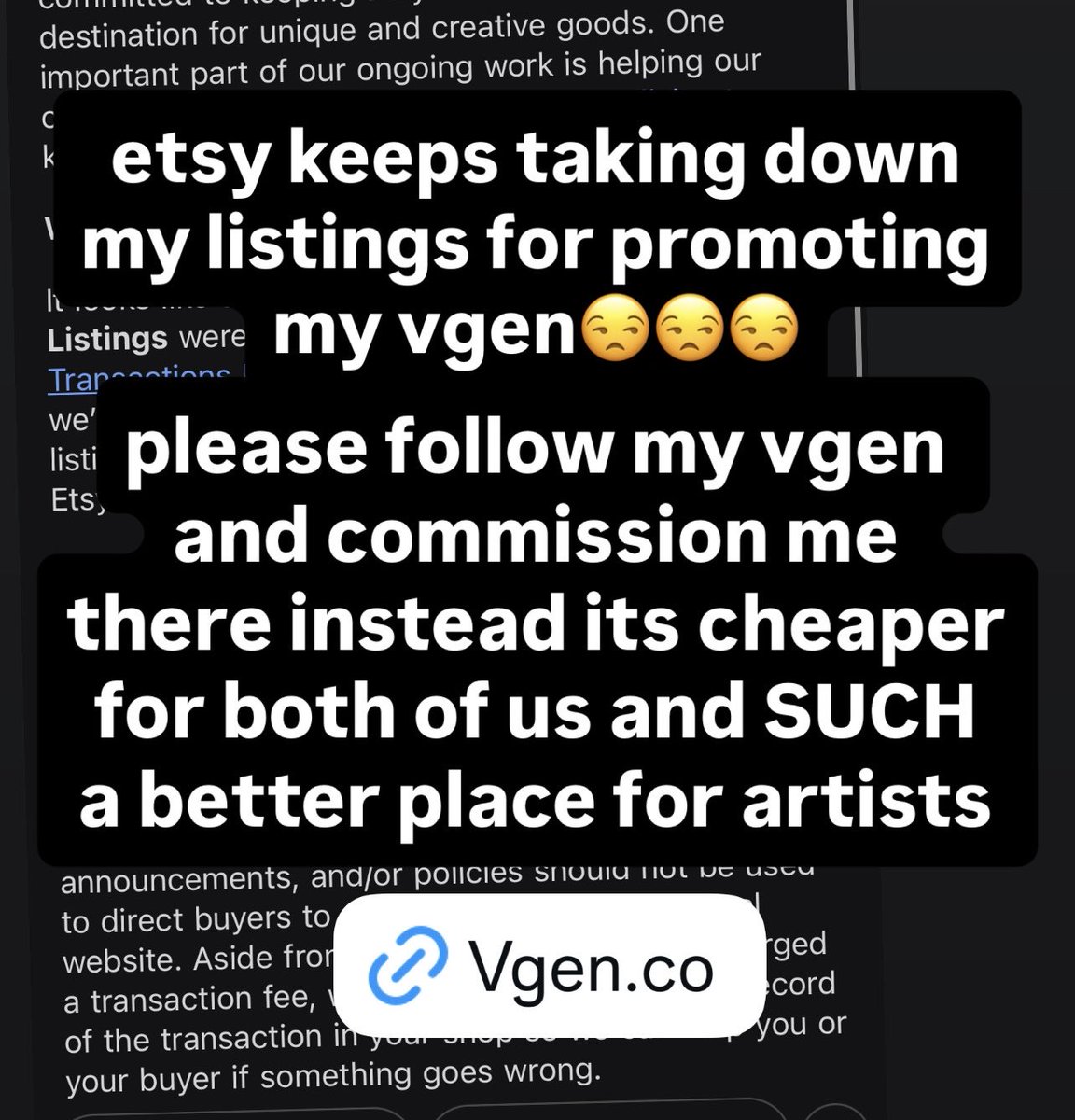 Just a reminder that Etsy SUCKS for artists and commission me through Vgen instead!! I do all the same stuff over there and for cheaper than I do through Etsy!! vgen.co/gooeygaster