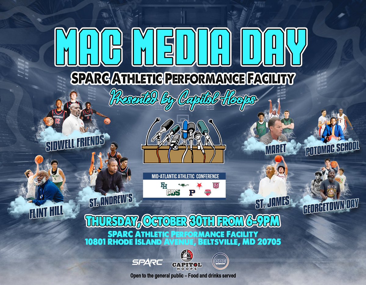 Capitol Hoops (@capitolhoops) on Twitter photo Introducing MAC Media Day at the brand new SPARC Athletic Performance Facility in Beltsville, MD this Thursday from 6-9pm. 
Event is open to the public. Come meet this year's 7 MAC basketball teams. We encourage all media to come and join in this press conference style event. Introducing MAC Media Day at the brand new SPARC Athletic Performance Facility in Beltsville, MD this Thursday from 6-9pm. 
Event is open to the public. Come meet this year's 7 MAC basketball teams. We encourage all media to come and join in this press conference style event.