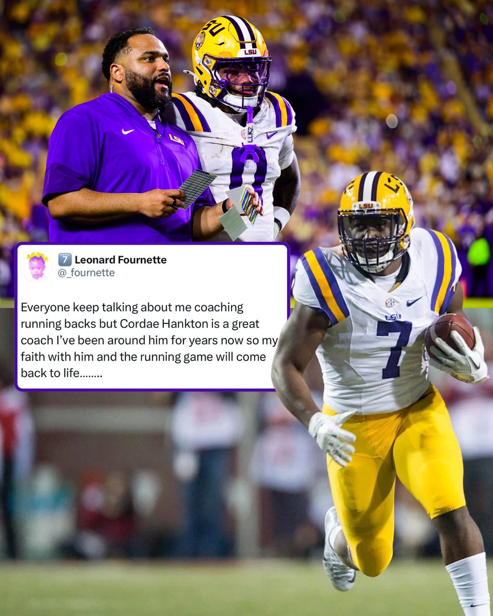 BatonRougeBKM's tweet image. Leonard Fournette is a fan of new RB coach, Cordae Hankton