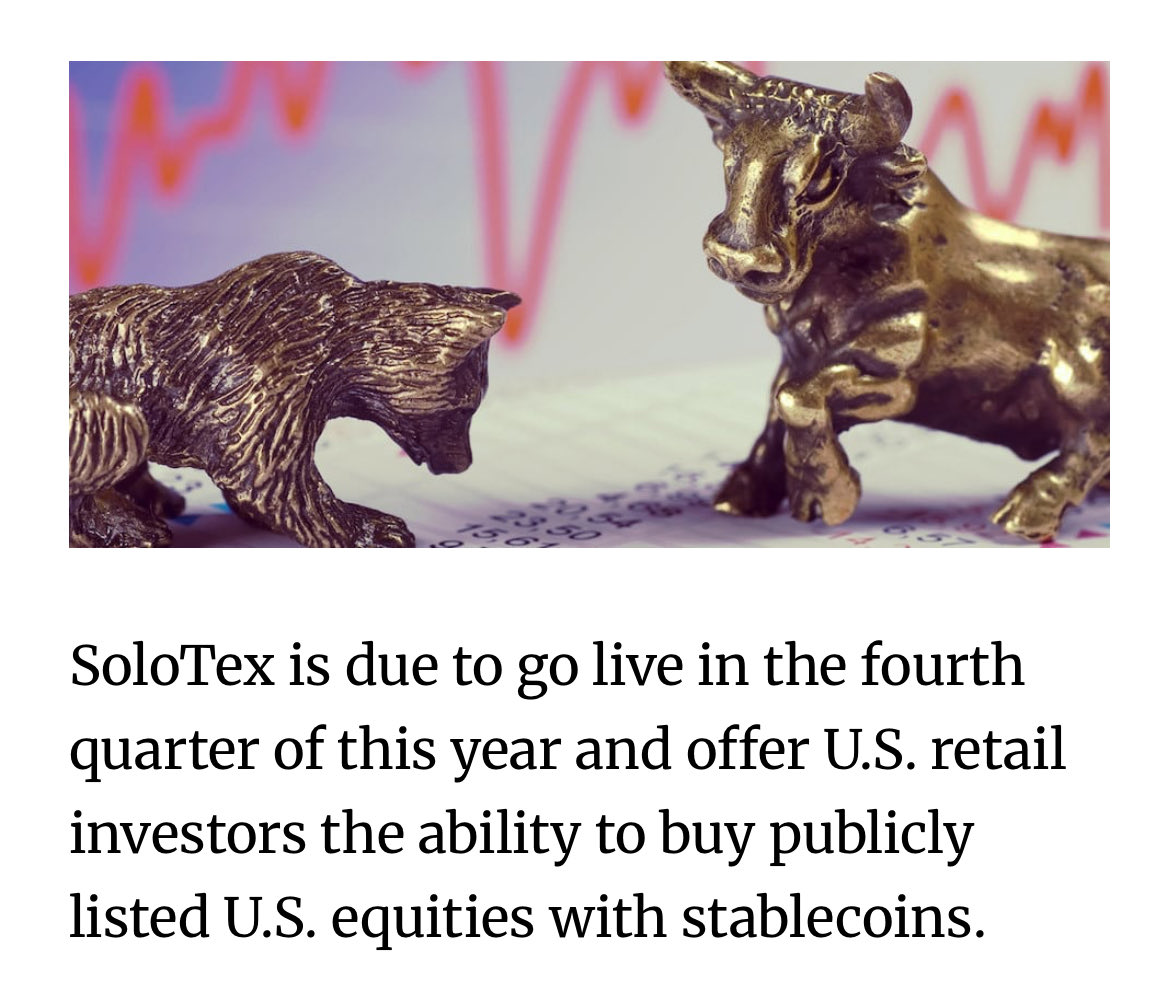 PropheticSwords's tweet photo. Solotex Live this Q4 ⚡️🔥

Real Ownership of Stocks and dividends 
RWA Tokenization 
All US Stocks on Day 1 ‼️

@SoloTex_com get ready for $SOLO and #Coreum rally 🔥

Real License and in the lead with the SEC to make it happen 😮‍💨 https://t.co/fHtZF1F4Yv