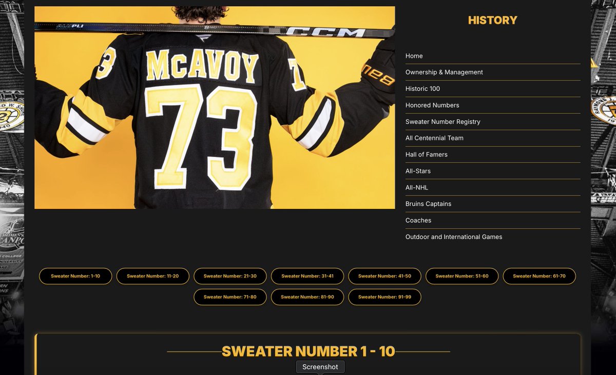 mikecommito's tweet image. The @NHLBruins just launched a history website and it's fantastic. With everything from the history of the spoked B to registries for Hall of Famers and jersey numbers, it has everything to get your Bruins history fix. I wish it was around when I was writing Bruins 365, but I'm…