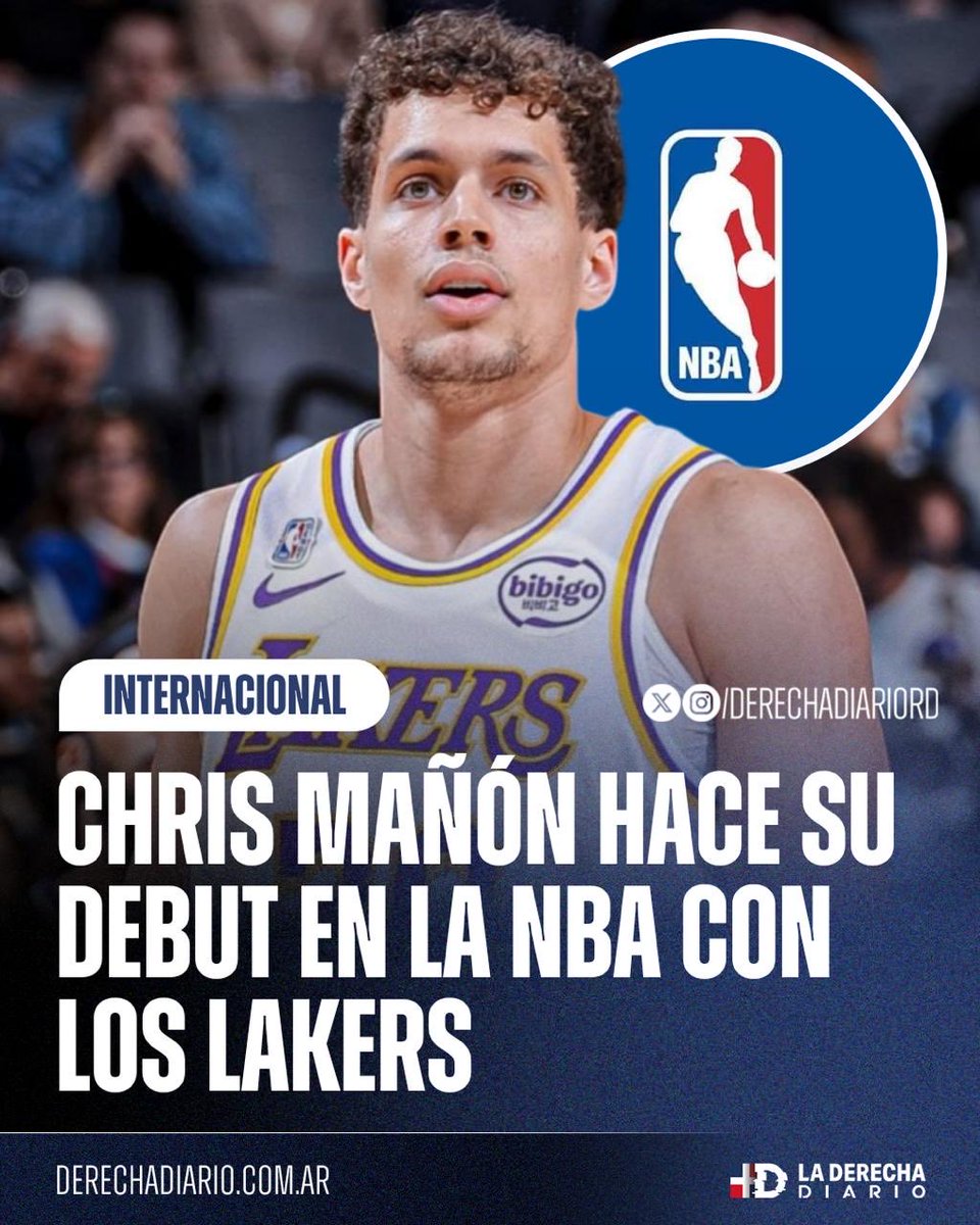 🇺🇸🇩🇴 | El dominicano Chris Mañón se convierte en el 14.º jugador del país en jugar en la NBA. En su debut ante los Kings de Sacramento jugó tres minutos y capturó un rebote, tras firmar contrato de doble vía con Los Ángeles Lakers y brillar en la Summer League con Golden State.