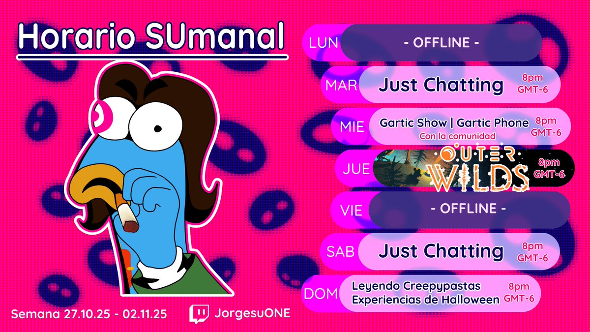 UltimoReyR's tweet photo. 🧣HORARIO SUMANAL🧣
Esta semana toca dibujar cositas de halloween y el domingo leer creepypastas OG, tonces no se les olvide traer sus dulces que hayan pedido uwu
(los retweets son agradecidos bandita uwu)
Clips▶︎ #ClipsdeONE
Fanarts▶︎ #DrawSU
Memes▶︎ #MemeSU https://t.co/xDDZMIatV2