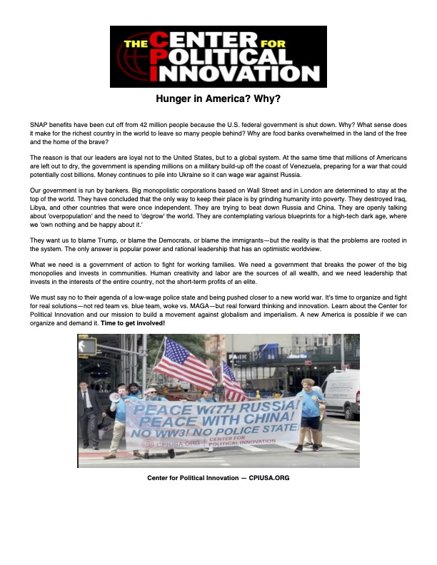 RealCPIUSA's tweet image. Food Banks Bracing Across America: CPI Launches Outreach Campaign
OCT 27

cpiusa.org/news/food-bank…

The federal government is shut down and as a result, on November 1st, 42 million American will lose their food benefits under the Supplemental Nutrition Assistance Program (SNAP).…