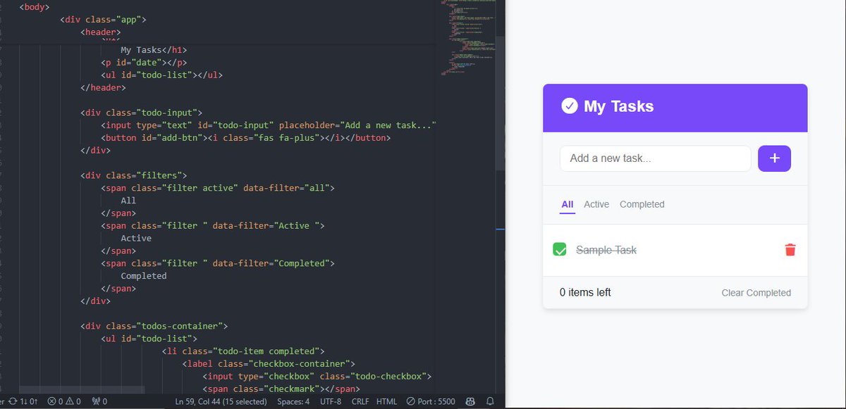 YOUSSEF12242326's tweet image. Project #11 — Todo-App  📋  Continuing my 15 pure HTML, CSS & JS projects series
This time , i'm building a Simple Todo-App that will help you manage your tasks with smooth UI
#100daysofcodingchallenge   #buildonpublic #webdeveloper