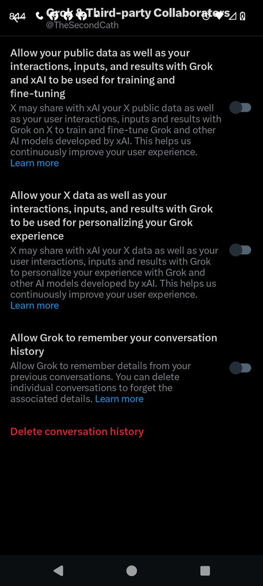 TheSecondCath's tweet image. ||🌿:
If you're afraid of your account being compromised, turn Grok off.
Spreading some awareness for the RP community. You're welcome 💕💕