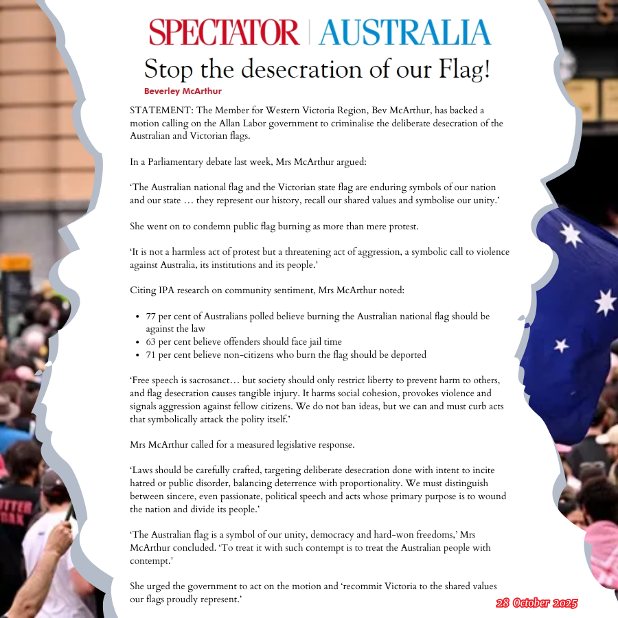 Stop the desecration of our flag!

Labor has failed to protect our symbols and our community!

Victorians deserve leadership that defends our shared values, prevents intimidation at protests, and keep faith with those who served under our flag.

Read more in The Spectator