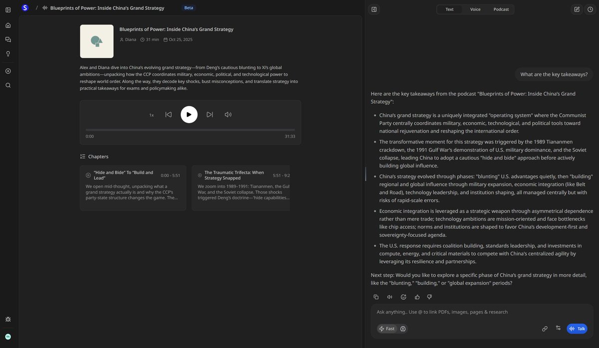 Podcasts Beta is now live on Scholarly!

You can create podcasts from PDFs, Videos, &amp; Research. 

It's seamless and quite amazing! 😍