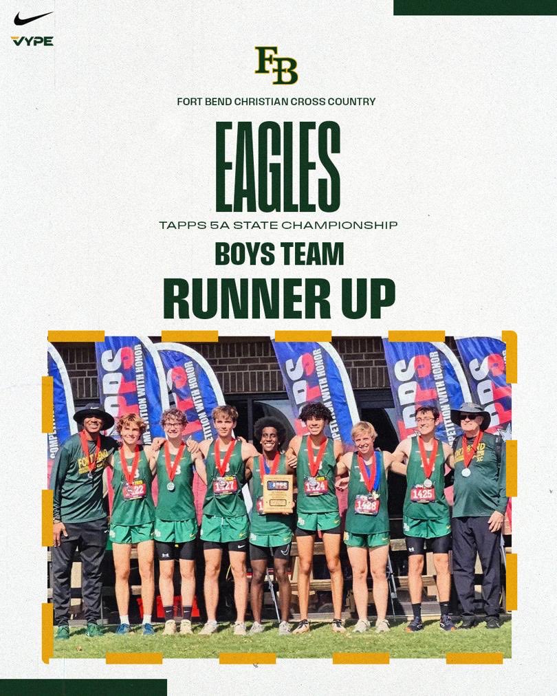 CONGRATULATIONS BOYS!!
TAPPS 5A STATE RUNNER-UP🏆
#FORHISGLORY
<a href="/FBEagles/">Fort Bend Christian Academy</a> <a href="/FBCAathletics/">Fort Bend Christian Academy Athletics</a> <a href="/TXMileSplit/">Texas MileSplit</a> <a href="/TappsXCountry/">TAPPS Cross Country</a>