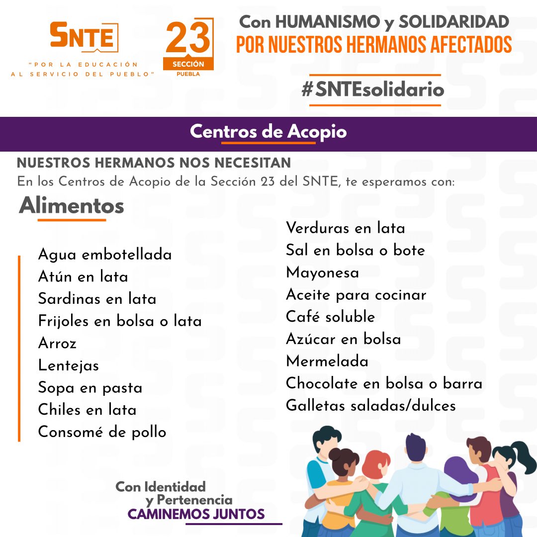 SNTE_Seccion_23's tweet photo. #SNTEsolidario
#SNTE23
#ConIdentidadYPertenencia
#CaminemosJuntos
#UnoSomosTodosYTodosSomosUno https://t.co/VCrRvLYOea