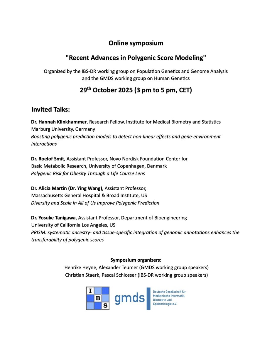 yk_tani's tweet image. I'm very excited to present our recent work, led by Xiaohe (Lucy) Tian @xiaohetian89, at the upcoming online symposium on #PolygenicScore.

"PRISM: systematic #ancestry- and #tissue-specific #integration of genomic #annotations enhances the #transferability of polygenic scores"