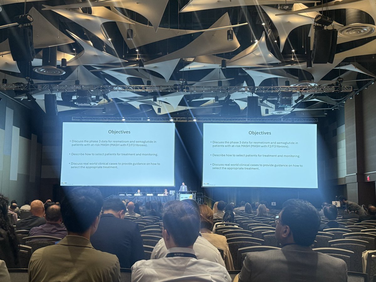 Great session by <a href="/AlkhouriNaim/">Naim Alkhouri</a> at #ACG2025 with powerful updates on resmetirom and semaglutide for at-risk #MASH. Loved his energy saying we’re true liver lovers for staying late.
With 2️⃣ FDA-approved options➡️time to Do Something about MASH → Screen → Stage → Start treatment