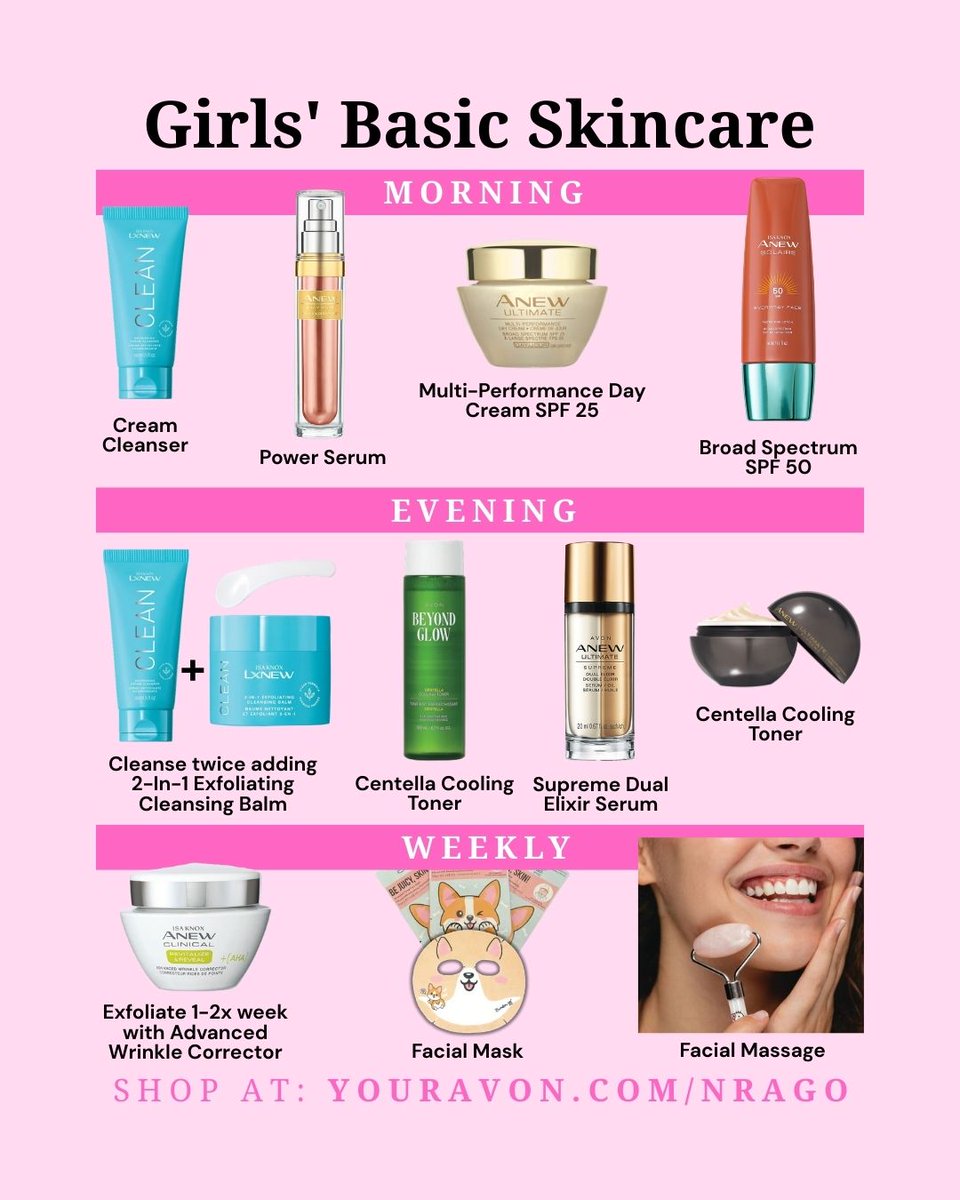 AvonLadyNJ's tweet image. ✨Simple + consistent AM/PM skincare = healthy, glowing skin. 🌸 Hormonal changes don’t stand a chance when you’ve got a routine that’s easy to follow &amp;amp; keeps breakouts in check. 💕

#SkincareRoutine #HealthySkin