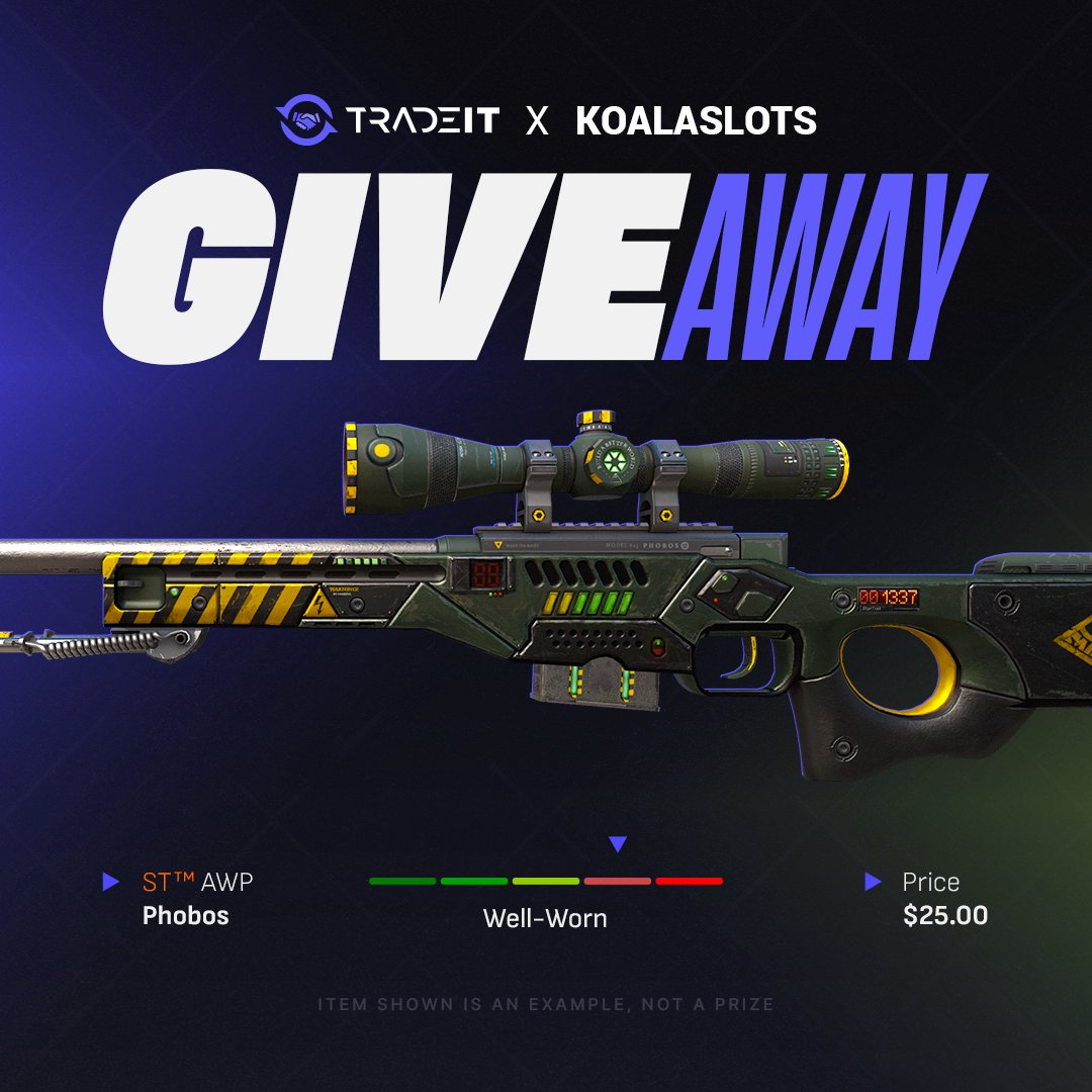 KOALASLOTS's tweet image. 🐨 AWP | ST Phobos ($25) #CS2Giveaway 🐨
To enter:
✅-Follow @KOALASLOTS & @tradeit_gg 
✅-Retweet
✅-Tag Friends
Good Luck🍀-Ends in 5 Days⏰