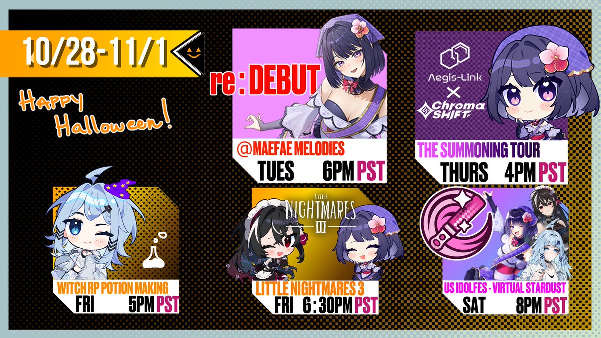 ⚜️Weekly Schedule ⚜️
Below is the posted schedule for the following week!
Keep up with all the fun streams and big events we have this week!
Happy Halloween to those who celebrate!