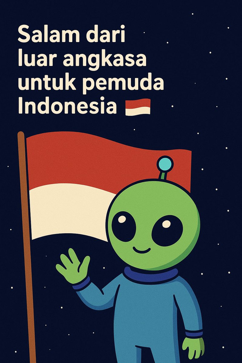 AlienVibeID's tweet photo. Hari ini aku menangkap sinyal aneh dari planet kecil bernama “Indonesia”.
Katanya hari ini mereka bersumpah jadi satu bangsa, satu bahasa, dan satu tanah air.
Di planetku belum ada yang sepakat bahkan soal warna langit 
Selamat Hari Sumpah Pemuda 
—alien yang kagum sama  kalian https://t.co/MSmLenoPkL