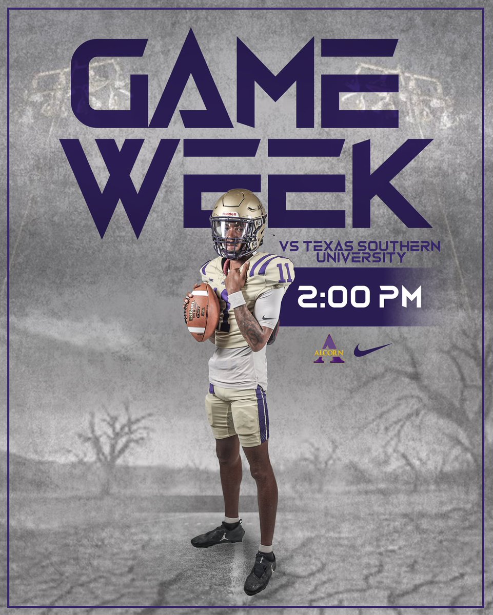 Brave Nation on the road this week! 
🚌💜💛

Alcorn State takes on Texas Southern | 2PM kickoff in Houston 🏈

Let’s bring that same energy away from home! 🦾

#GameWeek #FearTheBrave #ASUFootball #AlwaysAlcorn #Nike