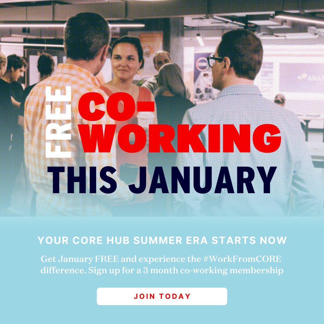 CORE_Innovation's tweet photo. ☀️ #WorkFromCORE this Summer!

 CORE Hub is offering FREE January. Simply sign up for this before November for 3 months minimum and get JANUARY FREE!

Start 2025 strong – with zero cost in January.
 👉 Enquire today to secure your summer spot - info@corehub.com.au

*T&amp;Cs Apply https://t.co/J1fFTxTKso