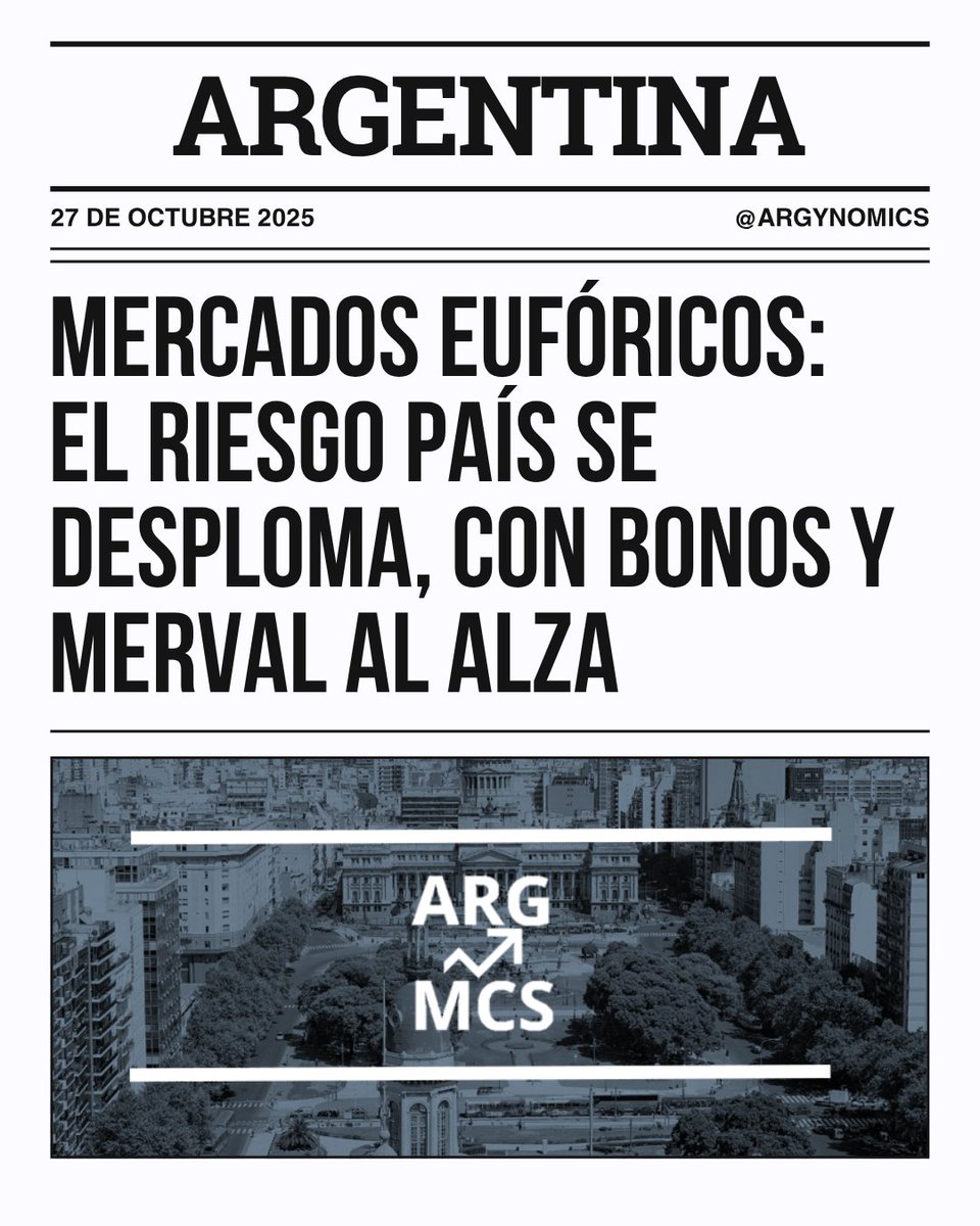 argynomics's tweet photo. Actualización económica 27-10-2025 
✅Suben los bonos, haciendo caer fuertemente al Riesgo País 
✅Dólar oficial a la baja https://t.co/koQWhcFacg