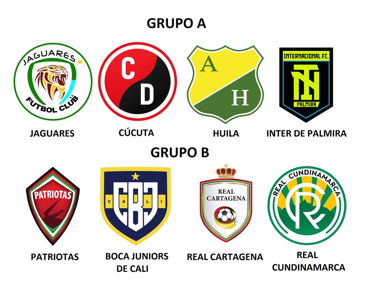 #TorneoBetplay 
GRUPO A
Jaguares, Cúcuta Deportivo, Huila e Inter de Palmira,
GRUPO B 
Patriotas, Boca Juniors de Cali, Real Cartagena y Real Cundinamarca