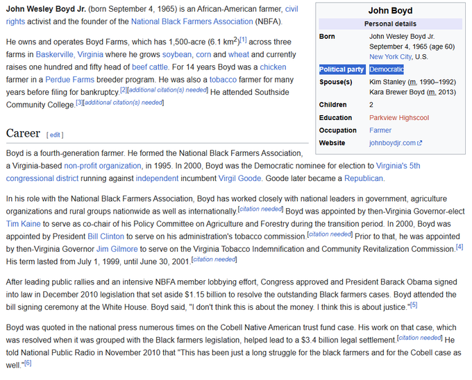 Eta_Miraklo's tweet image. This guy has a long history as a Democratic operative who is their face for the "black farmer".
He is a one man operation posing at the leader of "black farmers".
He gets media attention pushing Democrat talking points.