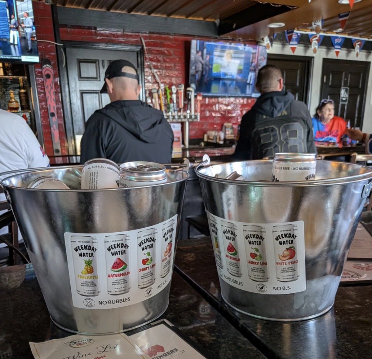 weekdaywater's tweet photo. Bills fans came through and got to enjoy a 40-9 blowout. 

Buffalo is 1-0 during Weekday Water x Sonny Reds events. We don’t think it’s just a coincidence 🤷‍♂️. https://t.co/4Z0LfUNpwE