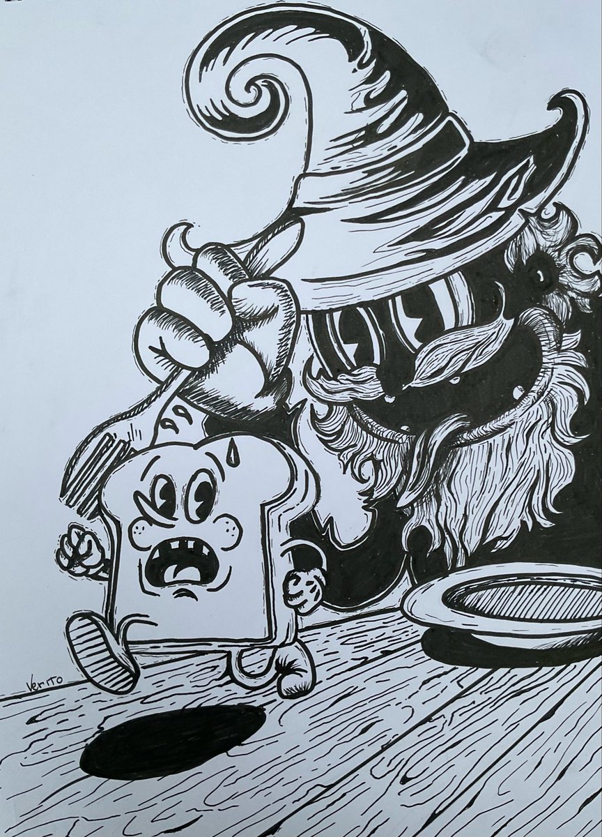 VeritoArts's tweet image. Day 26: Bread Friend
Not even the hungriest soul could harm a Bread Friend…
except for the wizard who finally lost his mind. 🍞🧙‍♂️

#inktober #wizardinktober 
@FRWCCouncil 
@ForgottenRunes 
@RuniverseGame 
#inktoberday26 #drawing #ink #traditional #runiverse #art #breadfriend