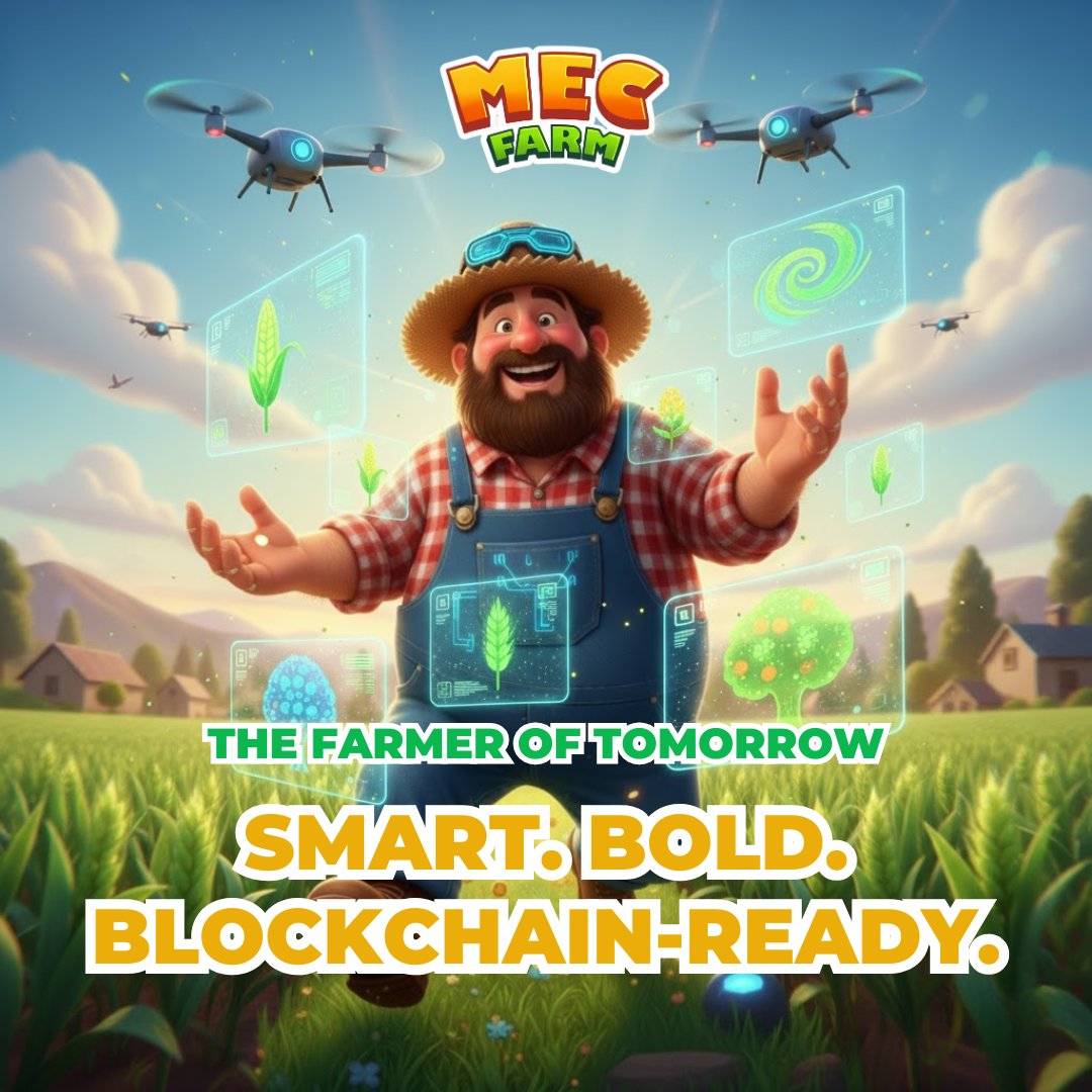 MECFarm's tweet photo. 👨‍🌾 The farmer of tomorrow isn’t just planting crops — he’s mining crypto.
Smart. Bold. Blockchain-ready. 💠

Welcome to MEC Farm, where innovation grows from the ground up. 🌾🚜
.
.
.
#MECFarm #FarmerOfTomorrow #SmartBoldBlockchainReady #WhenFarmingBecomesMining #GameFi https://t.co/OB332sKS5u