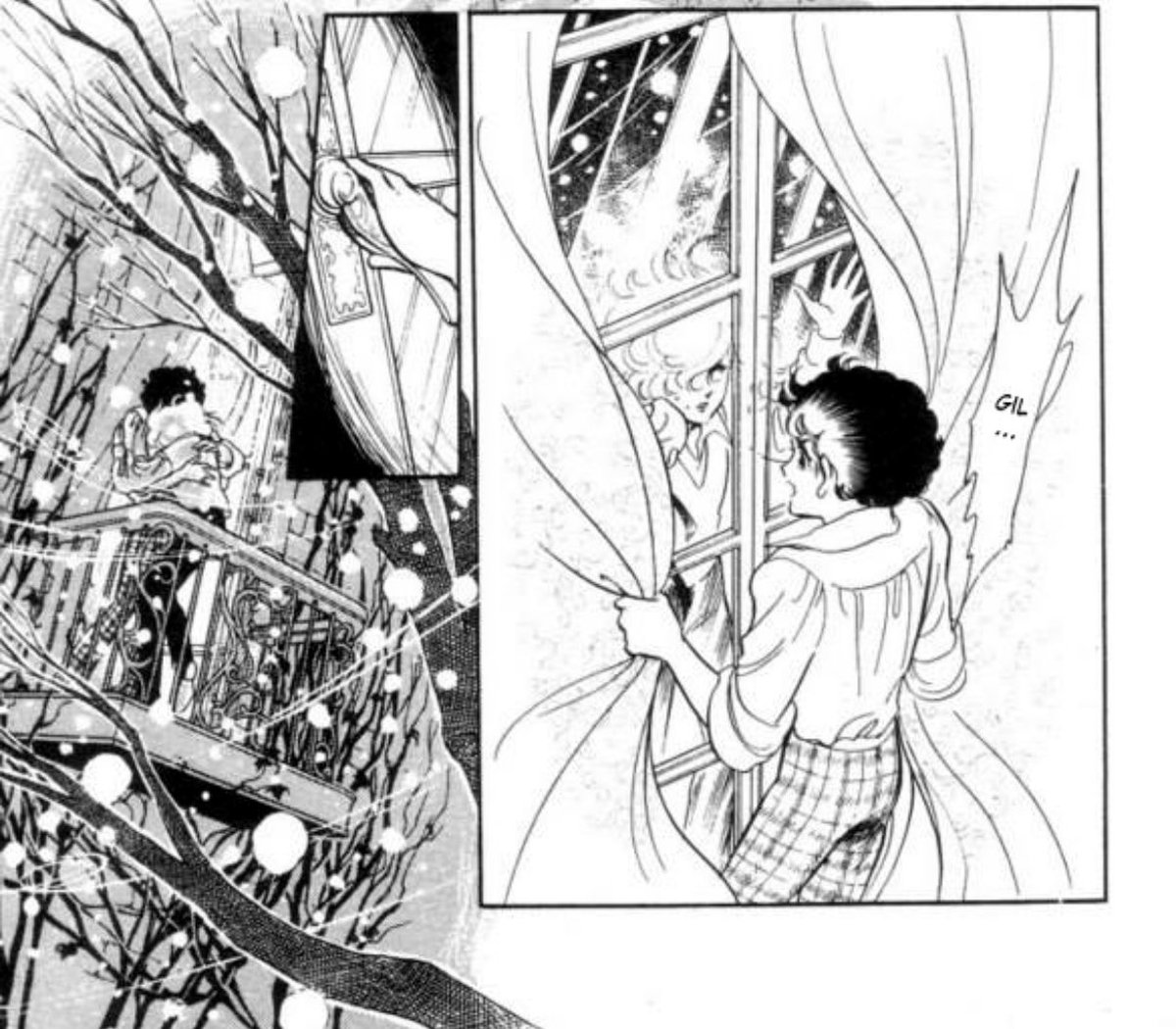 fujin0hno's tweet photo. Serge and Gilbert getting compared to Romeo and Juliet (rudely) with Gilbert getting called Juliet since “he’s so girly”… but Gilbert is the one sneaking around and climbing the balcony to see Serge, like Romeo 🔥 https://t.co/HaCxL7QE3q