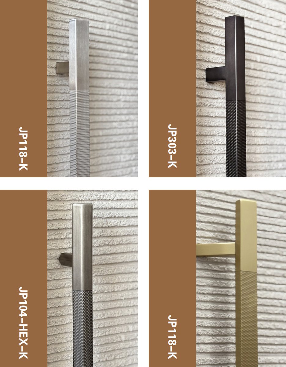 Yuki201522's tweet image. Unique knurling pattern on square tubes and hexagonal tubes. Made by BUILDERS
#pullhandle #pullhandlefactory #doorhandle #builders #architecturalhardware