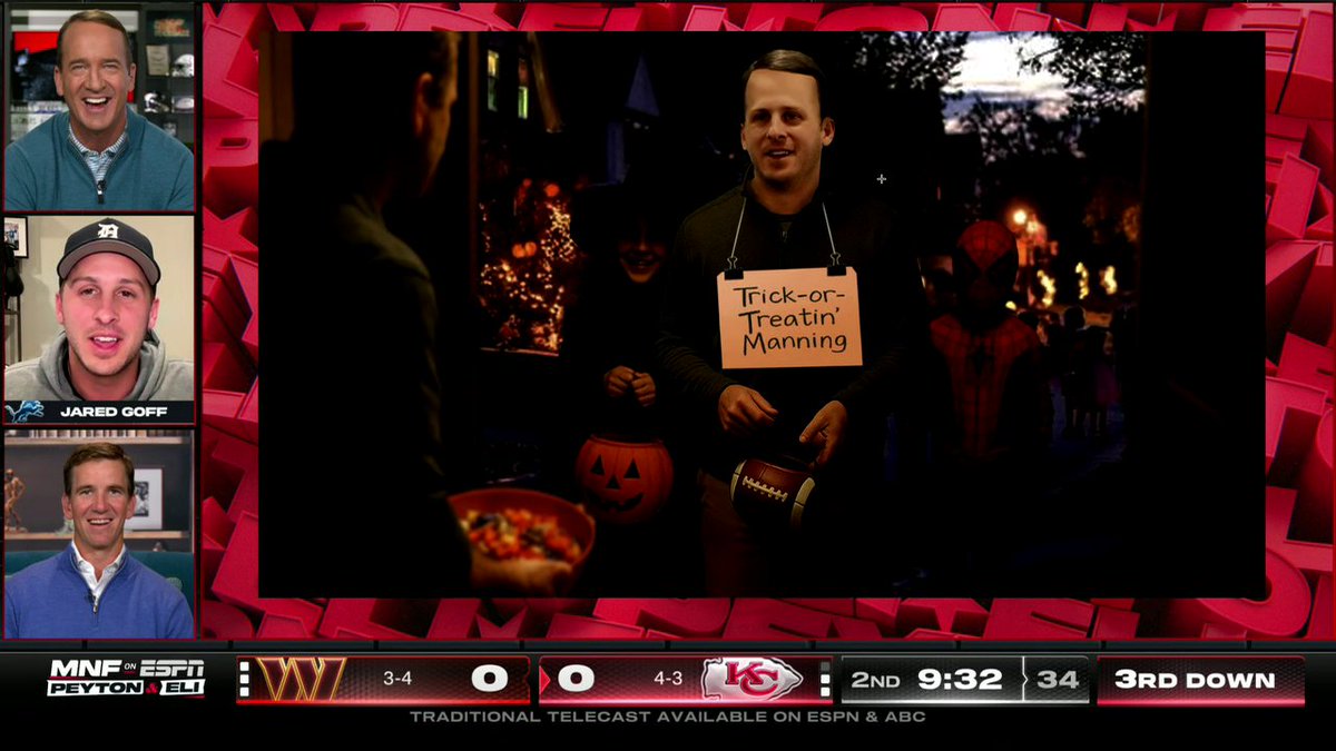Jared Goff got the forehead for the Peyton Manning costume 😭 
"I got some work to do there."
