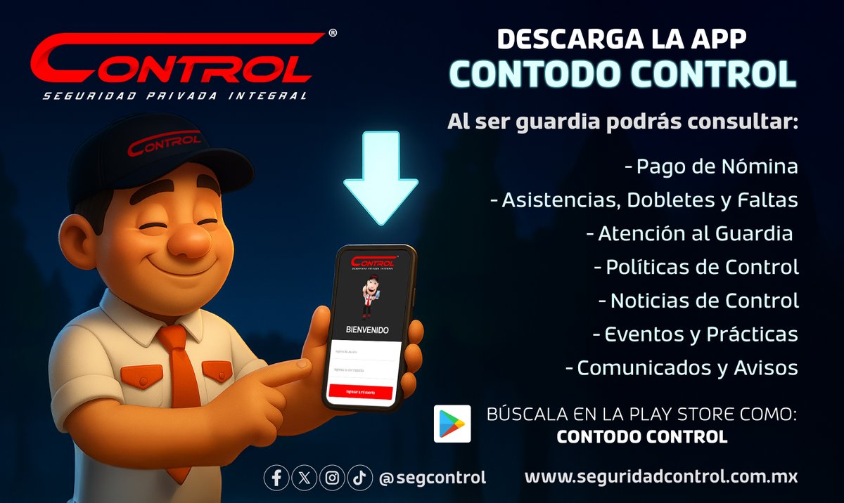 segcontrol's tweet image. 📲¡DESCARGA LA APP CONTODO CONTROL!

🤓📲Que esperas para descargarla, solo da clic en el enlace 👉play.google.com/store/apps/det…

#SeguridadPrivada #ControlSeguridad #GuardiasControl #APPControl