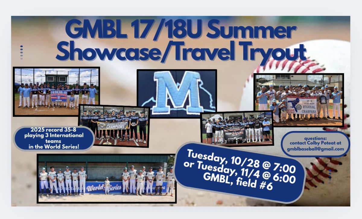 We’re building something special. 
Bring the energy. Bring the hustle. Bring your game. ⚾️ 
📅 10/28 or 11/4| 📍EG Smith Field 6
#BaseballTryouts #GrindSeason #ShowcaseBaseball