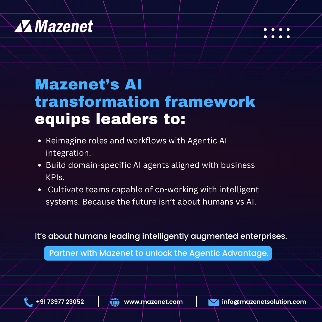 Maze_net's tweet photo. Most enterprises are experimenting with AI.
But the real edge lies in Agentic AI - where intelligent systems reason, plan &amp; act autonomously.
At Mazenet, we’re helping businesses move from automation to autonomy.

#AgenticAI #AITransformation #Mazenet #FutureOfWork https://t.co/kXyvW6lhUX