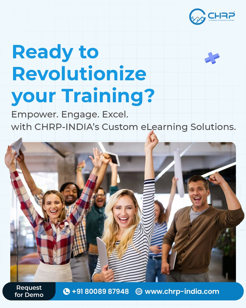 chrp_india's tweet photo. Ready to revolutionize your training? 
Empower. Engage. Excel.
With @chrp_india #customlearningsolutions - because smarter teams build stronger businesses. 
🌐 https://t.co/A5mFwdEJy0 | 📩 reach@chrp-india.com | 📱 +91 80089 87948
#CHRPIndia #eLearning #DigitalLearning https://t.co/J1XIgfZza0