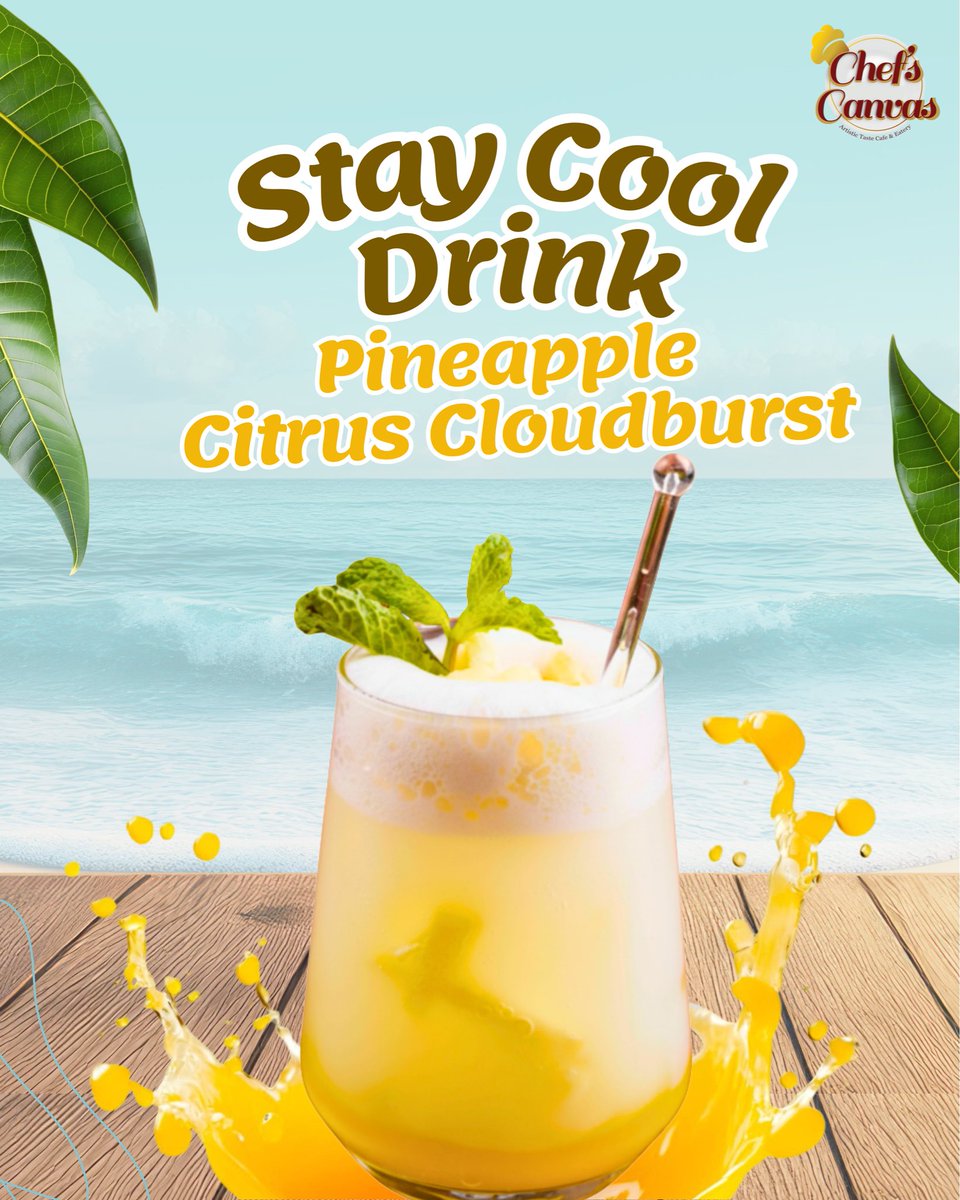 chefscanvas's tweet photo. 🌞🍍 Tengah panas ni, yang ni memang life saver!
Pineapple Cloudburst .. rasa dia fresh, manis just nice &amp; sejuk sampai otak beku 🧊✨
Perfect mood booster 💛

📞 012-9460664
#ChefsCanvas #CafeCanvas #CafePutrajaya #PineappleCloudburst #SejukGila #MinumanBest #FoodieMY https://t.co/TNXb9UEDEa