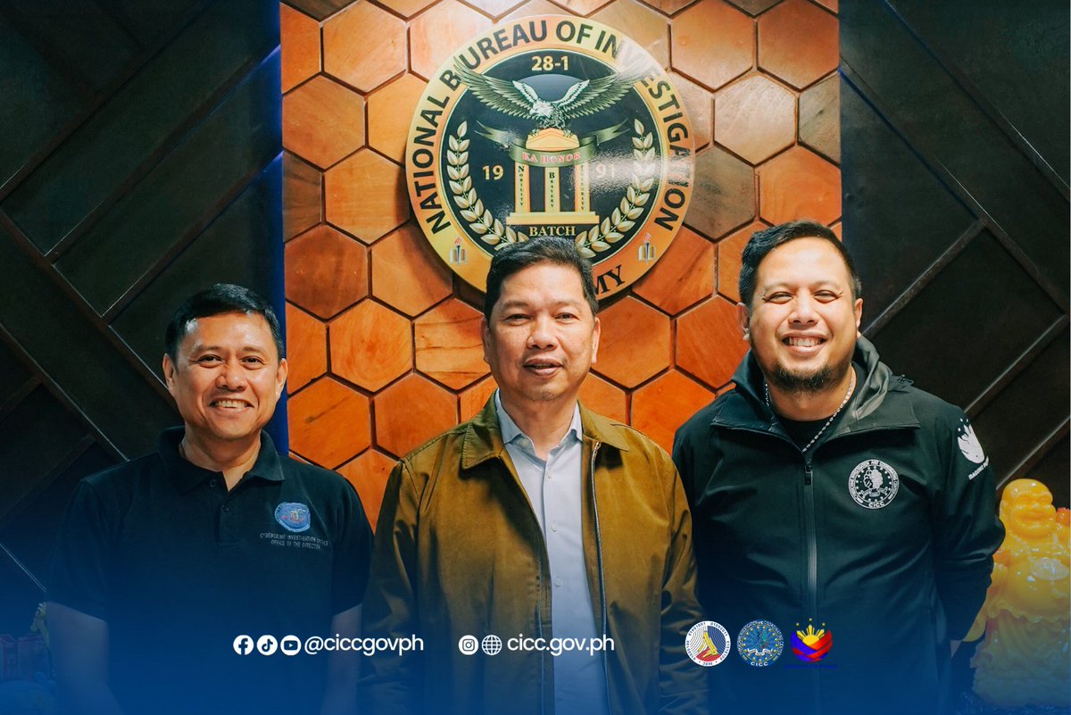 cicc_dict's tweet image. The CICC paid a courtesy call to NBI OIC Dir. Atty. Angelito DLP Magno to reinforce inter-agency cooperation in fighting cybercrime. Together with partners like the PNP, we work to close the gaps cybercriminals exploit. 

#CICC #DICT #CyberSafePH #WholeOfNation