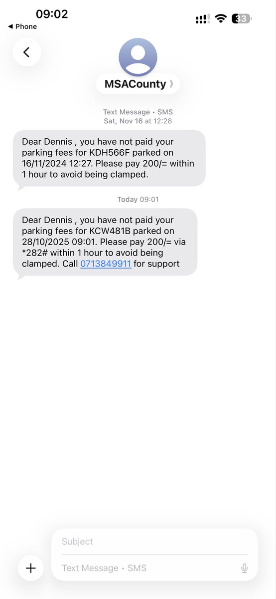 It’s outrageous that Mombasa County is sending me this message while I have this car in Nairobi right now.