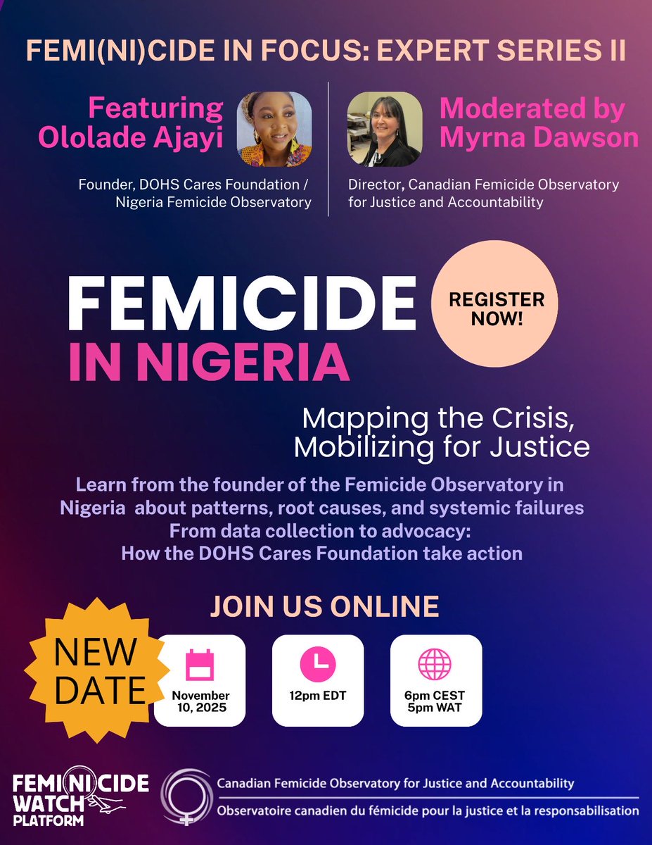 DOHScares's tweet photo. New Date for Femi(ni)cide in focus: Mapping the Femicide Crisis in Nigeria is on the 10th of November 2025. 

Register Now: https://t.co/6ekmqHi1sM https://t.co/9ayHPE0dVW