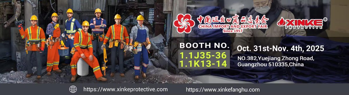 XinxiangXinke's tweet image. Hello everyone,

We are excited to invite you to visit our booth at China Import and Export Fair.
Event Details:
📆Date: Oct.31st-Nov. 4th,2025
📍 Location: NO.382, Yuejiang Zhong Road, Guangzhou 510335, China
🎯 Booth Number: 1.1J35-36, 1.1K13-14

Best regards,
Xinke protective