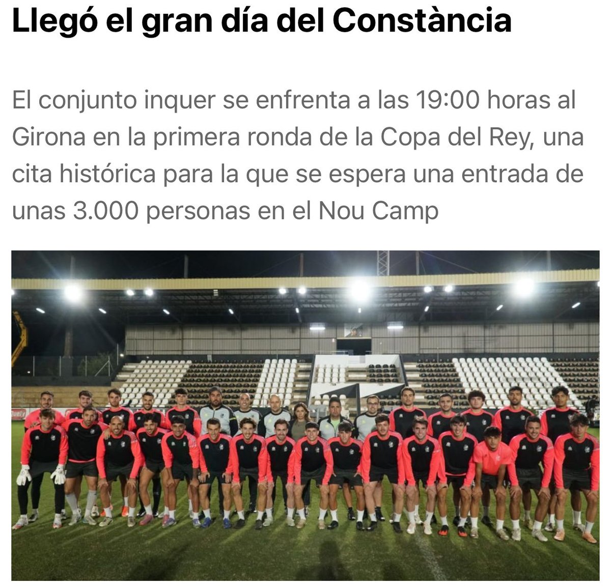PedroMasBergas's tweet image. Avui és el gran dia, inquers! 🤍🖤🤍
El nostre @CE_Constancia s’enfronta al @GironaFC (19.00 h) al Nou Camp d’Inca en una cita històrica de Copa del Rei.
Que ningú s’ho perdi, omplim el camp i fem-lo tremolar d’emoció!
Vamos Constància! 💪 #CopaDelRei #Inca #OrgullInquer
