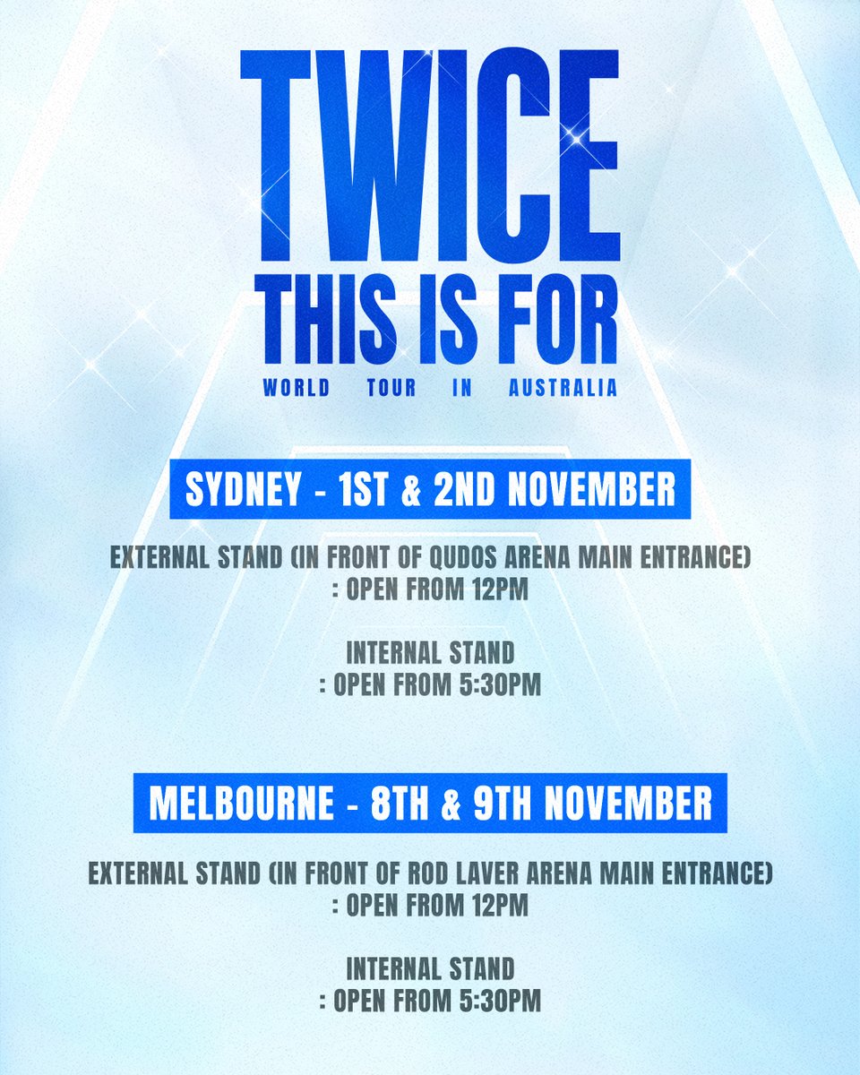 LiveNationAU's tweet photo. Hey ONCE. Don’t miss your chance to grab the official tour merchandise — the perfect keepsake to remember this special night 💖

🌐Online sales will also be available —
🕓 Nov 1, 10AM – Nov 26, 11:59PM (AEDT time)
👉 https://t.co/BIyXqq4n0n https://t.co/UuqF4JHn7I