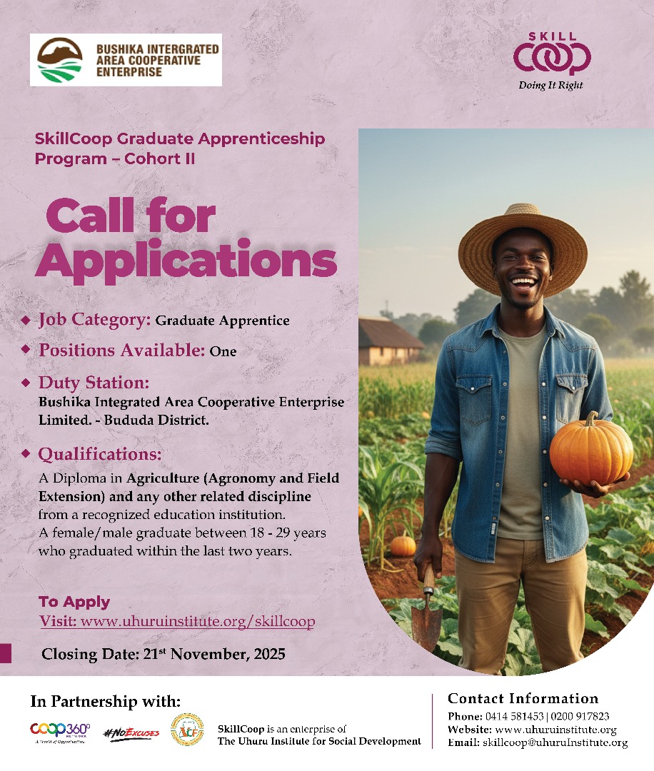 Seize your place in Cohort 2 of the <a href="/skillcoop/">Skill Coop</a>  Graduate Apprentice Program — gain practical skills, cooperative business expertise, and hands-on experience to help shape the future of work and drive Uganda’s socio-economic transformation. Are you in the areas of Mbale, Bududa,