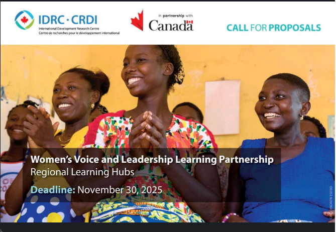 OGateway56178's tweet image. 📢 Grant Opportunity 

The Women’s Voice and Leadership Learning Partnership, supported by Global Affairs Canada and IDRC, is now accepting proposals to lead Regional Learning Hubs.
🔗 Details:opportunitiesgateway.org/womens-voice-a…

📅 Deadline: November 30, 2025 at 23:59 ET 

#WomensVoice